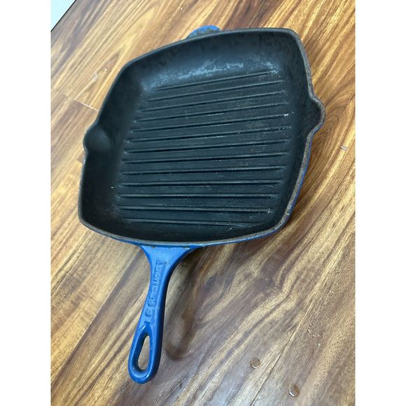 Marseille Blue Le Creuset Ribbed Skillet 9" Square
